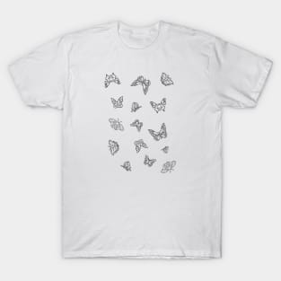 Butterflies Pattern | Butterfly | Black and White T-Shirt